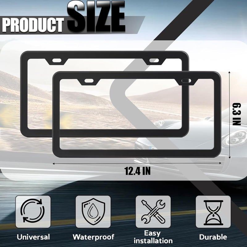 EPIMA 2-Pack License Plate Frames, Universal Black Aluminum Licence Plate Frame Holder, 2-Hole Narrow ＆ Slim Design Holder with Screws & Caps, Universal Fit for Cars, Trucks, Various Vehicles - Image 2